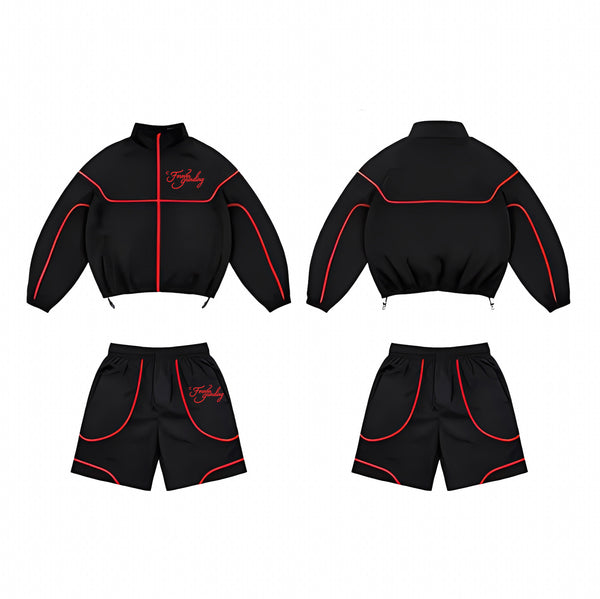 Forever Grinding Black & Red Wind Breaker Set